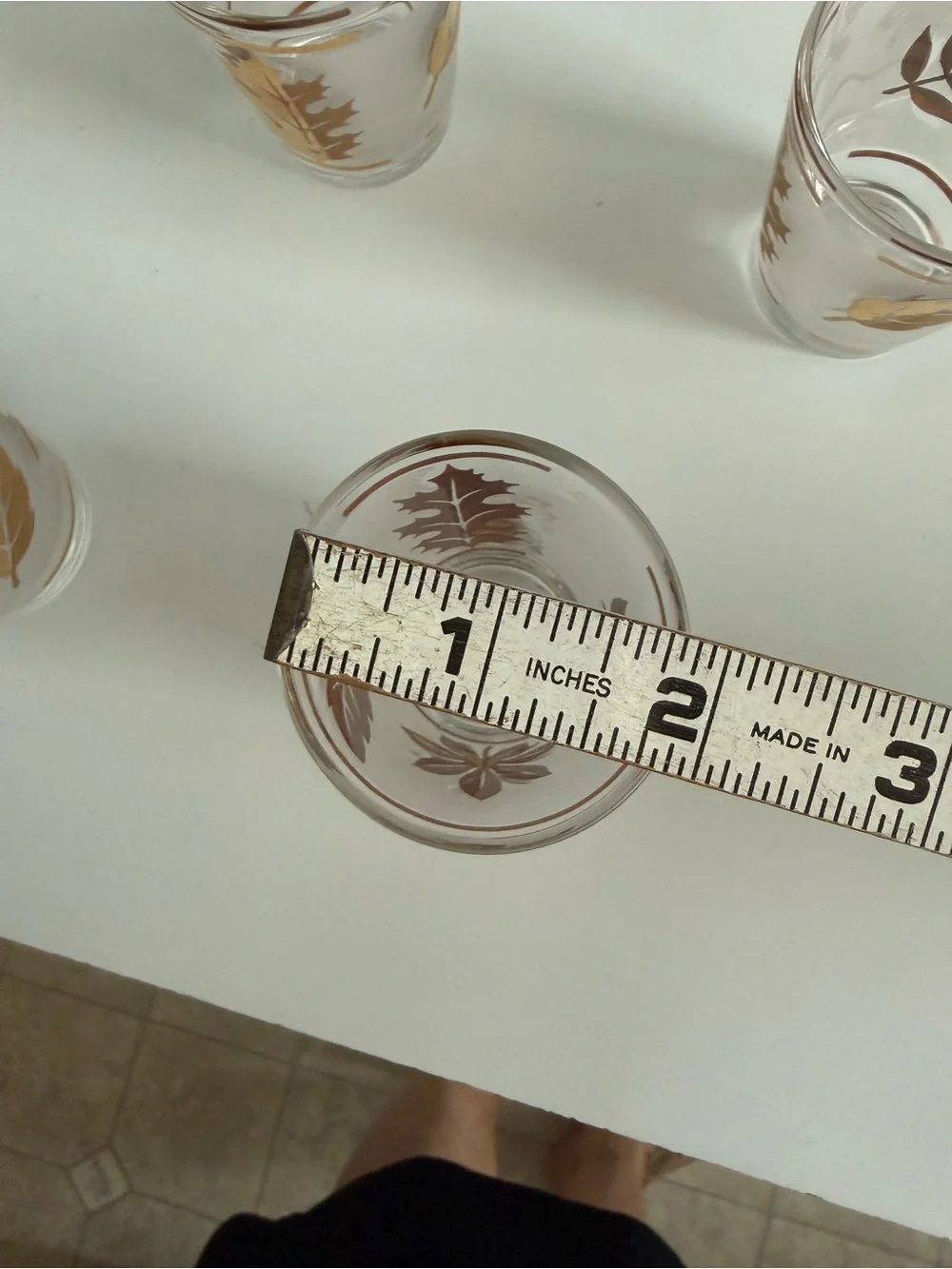 Libbey Vintage Mid Century Modern 1950’s Golden Foliage Shot Glasses